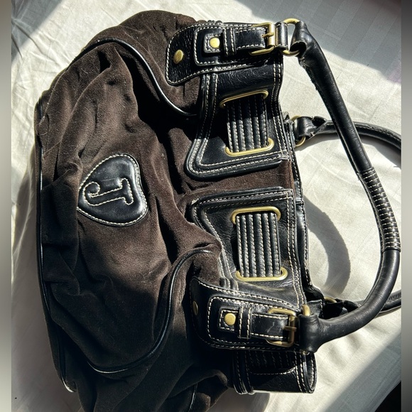 Juicy Couture Black Suede Logo Shoulder Bag - Picture 2 of 6